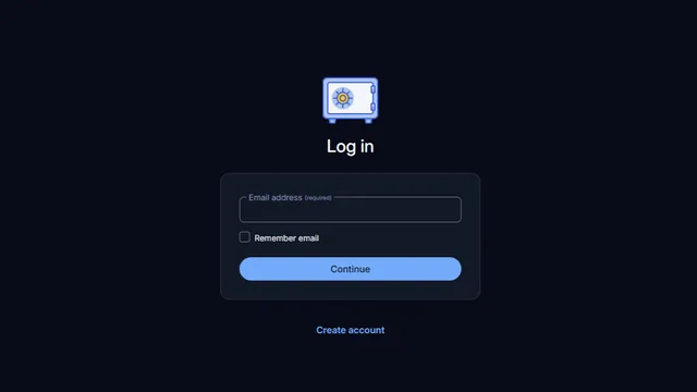 Log in screen for a self-hosted instance of Vaultwarden.